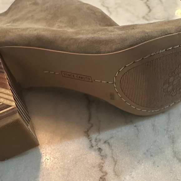 Vince Camuto Stylish Suede Tan Ankle Boots With Fun 4” Heels - Picture 6 of 10